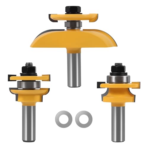 Gosera 3 Stuecke 1/2 Schaft Schiene & Klinge Cutter Panel Cabinet Router Bits Set fraeser Power Tools tuermesser Cutter von Gosera