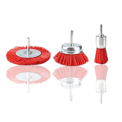 Gosera 3-Teiliges Nylon-Filament-SchleifdrahtbüRstenrad und TopfbüRsten-Set mit 1/4-Schaft zum Entfernen Von Rost/Korrosion/Farbe Gosera 3-Teiliges Nylon-Filament-SchleifdrahtbüRstenrad und TopfbüRsten-Set mit 1/4-Schaft zum Entfernen Von Rost/Korrosion/Farbe von Gosera