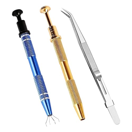 Gosera 3-Teiliges Piercing-Kugelgreifer-Werkzeug, 2 Stück 4-Krallen-Juwelier-Aufnahmewerkzeug und 1 Stück Edelstahl-Juwelierpinzette von Gosera