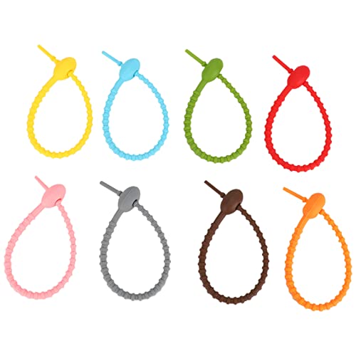 Gosera 40 StüCk Bunter Silikon Krawatten Clip, Kabel Binder, Brot Krawatte, Wiederverwendbare Gummi Krawatte, Allzweck Silikon Krawatten von Gosera