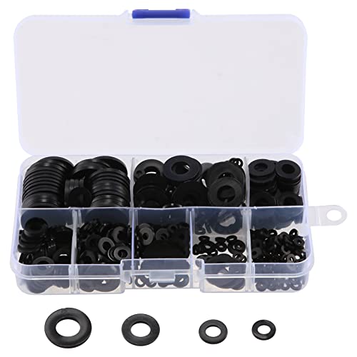 Gosera 480 StüCk Nylon Flachrund Scheiben Dichtungen Distanz StüCke Sortiment Set für Schraubbolzen (Schwarz) von Gosera
