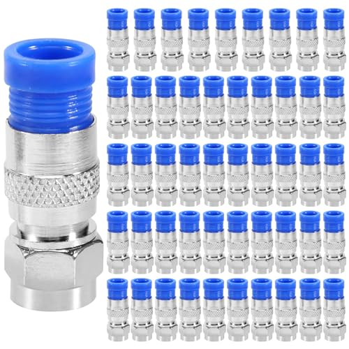 Gosera 50 StüCke RG6 Kompressions AnschlüSse Koaxial Kabel Wasserdichter Anschluss F Kompressions Anschluss RG6 Koaxial Kompressions Werkzeug von Gosera