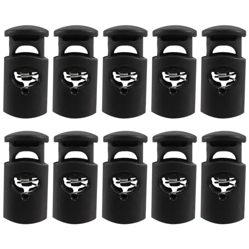 Gosera Durchmesser 8 mm Loch, Kordel Kordelstopper Schnuersenkel, Schwarz, 10 Stueck von Gosera