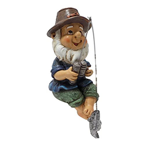 Gosera Garten Zwerg Statue Harz Angeln Zwerg Statue Draussen Pastorale Landschaft Ornamente für Garten Rasen von Gosera