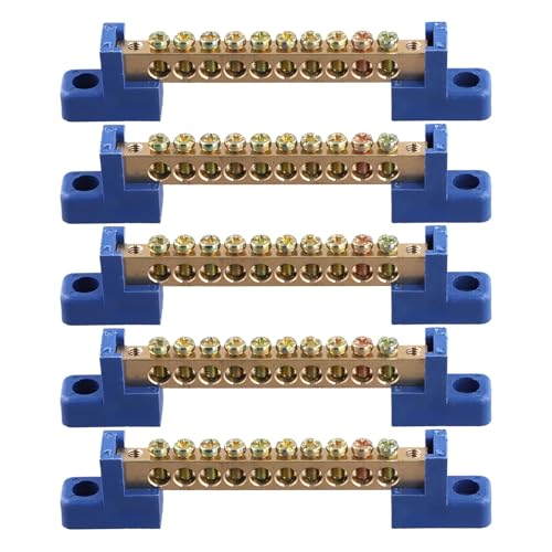 Gosera Klemmen Block Blau Klemmen Schiene 10 Positionen Schraube Messing Klemme Erdung Streifen Sammel Schienen Block Packung mit 5 StüCk Gosera Klemmen Block Blau Klemmen Schiene 10 Positionen Schraube Messing Klemme Erdung Streifen Sammel Schienen Block Packung mit 5 StüCk von Gosera