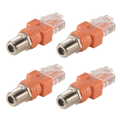 Gosera Koaxial zu Ethernet Adapter, 4 Packungen Koax F Buchse zu RJ45 Stecker Konverter für Line Tester von Gosera