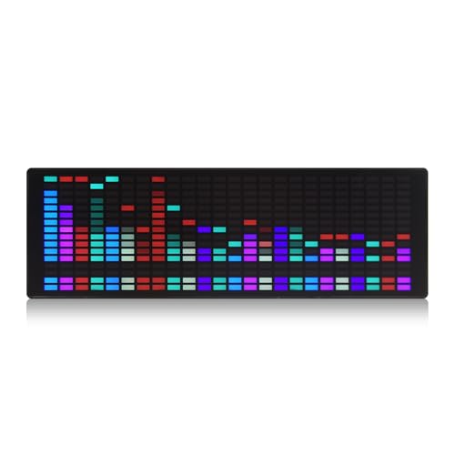Gosera LED Musik Rhythmuslichter Sprache Sensor 1624 RGB AtmosphäRen Pegel Anzeige mit Uhr Anzeige (Kabel Steuerung) von Gosera