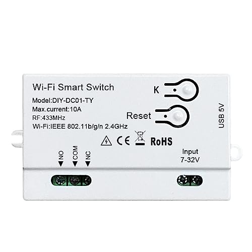 Gosera Tuya WiFi Smart Switch Feedback-Status DIY Timer 1CH 7-32V USB 5V 2,4G WiFi Hausautomationsmodul für Home IFTT Gosera Tuya WiFi Smart Switch Feedback-Status DIY Timer 1CH 7-32V USB 5V 2,4G WiFi Hausautomationsmodul für Home IFTT von Gosera