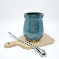 Handgemachter Keramik Maté Becher 300Ml - Blaues Mate Gefäß Geschenk Für Tee- & Maté-Liebhaber Steinzeug Tasse von GoshaCeramics