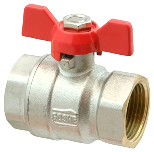 GOSHE Premium-Kugelhahn mit Flügelgriff, Messing, 1/2"-Gewinde, Wasser- und Heizungsinstallation, dicht schließend, Stahlgriff mit PVC-Beschichtung, Innen-/Innengewinde, einfache Installation von GOSHE