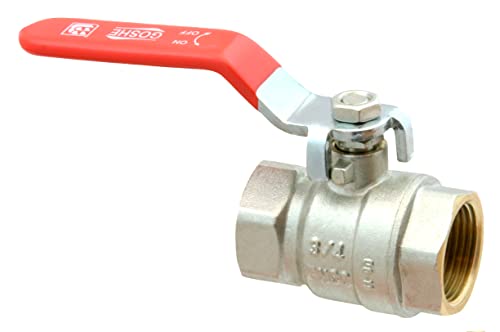 GOSHE Premium-Kugelhahn mit Griff, Messing, 1/2"-Gewinde, Wasser- und Heizungsinstallation, dicht schließend, Stahlgriff mit PVC-Beschichtung, Innen-/Innengewinde, einfache Installation von GOSHE