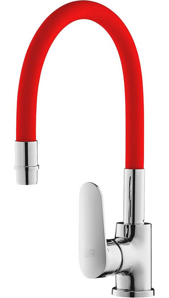 Goshe Spültischarmatur IBBIE Hochdruck Küchenarmatur Wasserhahn mit flexiblem Auslauf in Rot von Goshe