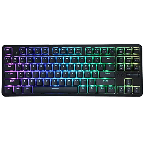 Ajazz-Computertastatur, K870T 87-Tasten Bluetooth 1,6 M USB-Dual-Modus mit Kabel, 18 Farbenfrohe RGB-Leuchten, Ergonomisches Design, Mechanische Tastatur für das Arbeiten Im Büro(schwarz) von Goshyda