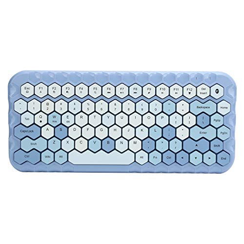 Bluetooth-Tastatur, universelle ergonomische 83-Tasten-Tastatur für Komfortables Tippen, für Laptop-Desktop-Computer, für Android, für Windows, Blau(Blau) von Goshyda