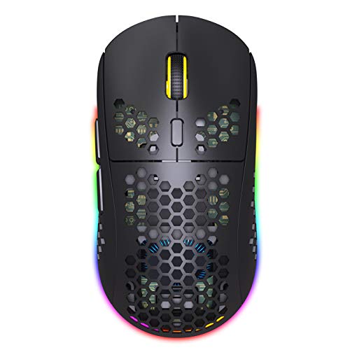 Drahtlose Maus, ergonomisch 3 Modi BT3.0 + 5.0 + 2.4G RGB-Beleuchtung Einstellbare DPI-Mäuse für das Home Office, für Desktop-Laptops von Goshyda