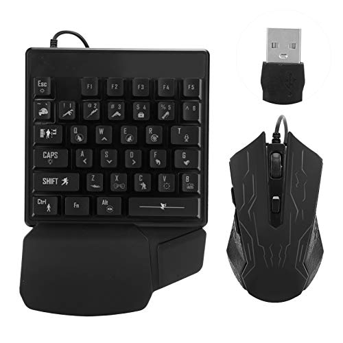 Goshyda Einhand-Tastatur-Mausset, Gaming-Tastatur, Manipulatorgefühl, für E-Sport, Universal-Computerzubehör, ergonomische Handauflage, 35 Tasten, 7-Farben-Hintergrundbeleuchtung von Goshyda
