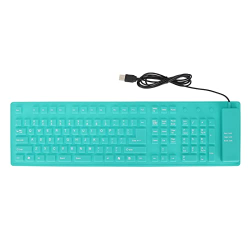 Goshyda Faltbare Silikon-Tastatur, 108 Tasten, Wasserdicht, Staubdicht, Waschbar, Vollständig Versiegeltes Design, Stumm, Tippen, Kabelgebundene USB-Tastatur für PC-Tablet(Grün) von Goshyda