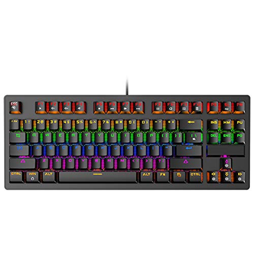 Gaming-Tastatur, ergonomische 87-Tasten-Punk-Verkabelung mit mechanisch gebogener Tastatur und LED-Licht, für Laptop-Desktop-Computer, für das Home Office, schwarz von Goshyda