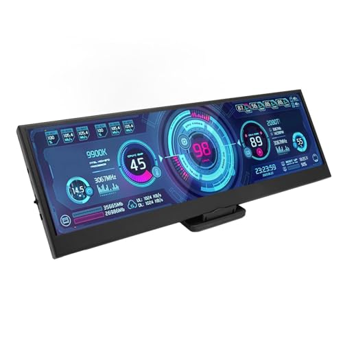 Goshyda 14-Zoll-Computertemperaturmonitor, Sekundärer Bildschirm mit Gestreckter Leiste, LCD-Display, CPU-GPU-Datentemperaturmonitor, 1920 X 550 HD, Augenschutz, für Aida64, Kompatibel mit von Goshyda