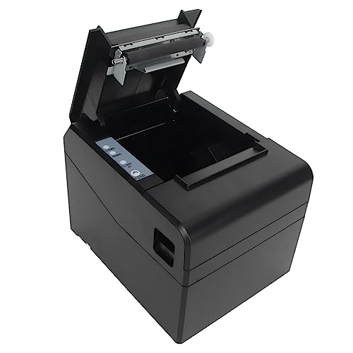 Goshyda Belegdrucker, 80-mm-Thermo-POS-Drucker mit Automatischer Schneidevorrichtung, Belegdrucker für Restaurantküchen, Serieller USB-Ethernet-Anschluss, ESC/POS-Befehl (EU-Stecker) von Goshyda