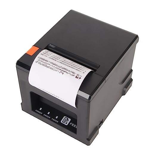 Goshyda Bluetooth-Thermodrucker, 80-mm-Versandbeleg-Etikettendrucker, USB-Seriell-Ethernet-Schnittstelle, Restaurant-Küchendrucker mit Automatischer Schneidevorrichtung, Unterstützung (EU-Stecker) von Goshyda