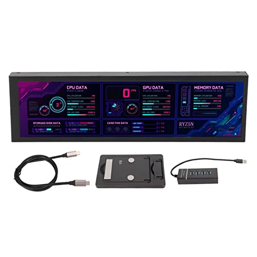 Goshyda Computer-Temperaturmonitor, 8,8-Zoll-IPS-USB-C-Bildschirm, AIDA64 PC-Temperaturanzeige, CPU-GPU-RAM-SSD-Datenmonitor, PC-Sensorpanel für Desktop-Gaming (Schwarz) von Goshyda