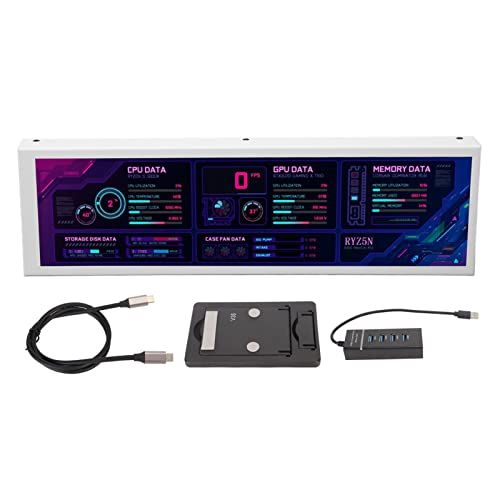 Goshyda Computer-Temperaturmonitor, 8,8-Zoll-IPS-USB-C-Bildschirm, AIDA64 PC-Temperaturanzeige, CPU-GPU-RAM-SSD-Datenmonitor, PC-Sensorpanel für Desktop-Gaming (Weiss) von Goshyda