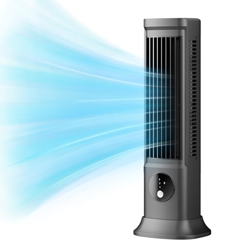 Goshyda Desktop-Turmventilator, Tragbarer Blattloser Tischventilator mit 3 Einstellbaren Geschwindigkeiten, 10-Zoll-Luftkühler, Kleiner Ventilator, Leiser Tischventilator für von Goshyda