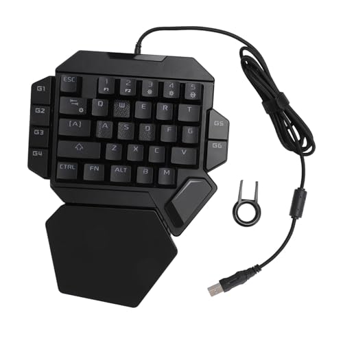 Goshyda Einhand-Gaming-Tastatur, USB-Kabel, 35 Tasten, Einhändige Mechanische Tastatur, RGB-Hintergrundbeleuchtung, Blauer Schalter, Gaming-Tastatur mit Handballenauflage, von Goshyda