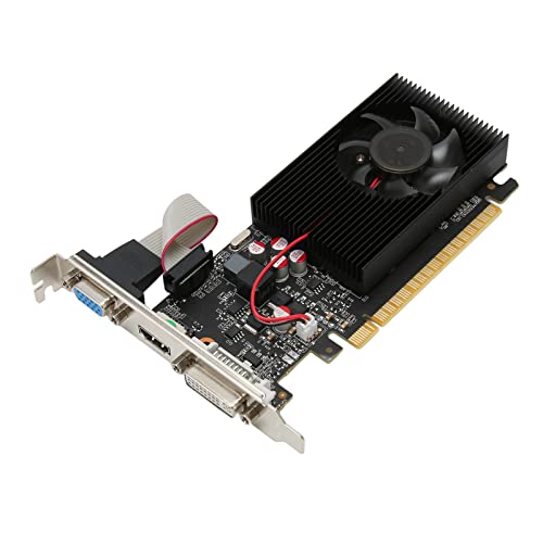 Goshyda GT730 2G DDR3 128-Bit-Low-Profile-Grafikkarte, HDMI, DVI, VGA, PC-Grafikkarte, Computer-GPU, PCI Express 16X 3.0, 2560 X 1600, mit Lüfter von Goshyda