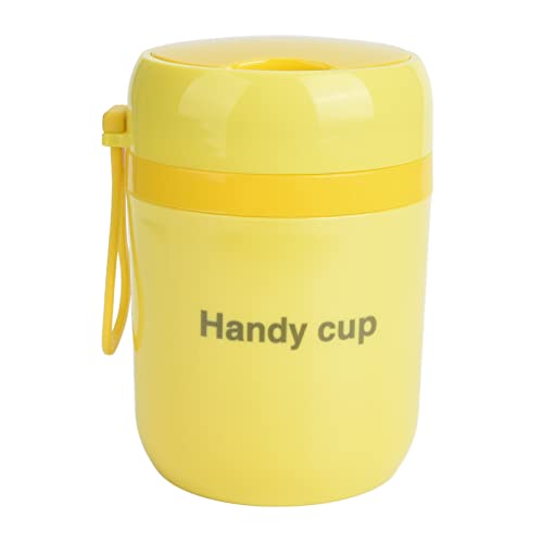 Goshyda Isolierte Suppenbehälter für Kinder, 17 Unzen Lebensmittel-Thermos-Lunchbehälter mit Faltbarem Löffel, Edelstahl-Vakuum-Lunchbox mit Breiter Öffnung, für Heiße/kalte(Fluoreszierendes Gelb) von Goshyda