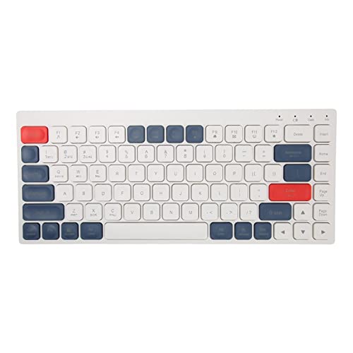 Goshyda Kabellose Tastatur, BT 5.0 84 Tasten Zwei Modi Empfindliche Tasten Silent Waterdrop Keycap Design Design, PC-Tablet-Tastatur für OSX für Windows (Weiß Blau) von Goshyda