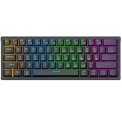 Goshyda Mechanische Gaming-Tastatur, 61 Tasten, Kompakte -Computer-PC-Tastatur mit Blauem Schalter, PC-Gaming-Tastatur mit RGB-Hintergrundbeleuchtung, Abnehmbares Typ-C-Kabel, 1,5 von Goshyda