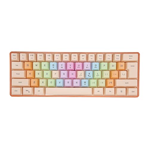 Goshyda Mechanische Tastatur, 61 Tasten, RGB-Hintergrundbeleuchtung, 9 RGB-Modi, 8 Einzelfarbmodi, Abnehmbares Speicher-Typ-C-auf-USB-Kabeldesign für Gaming-Büro (Aprikose) von Goshyda