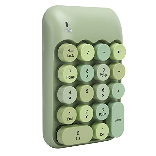 Goshyda Mechanische Zifferntastatur, Einfaches Design Ziffernblock Digitale Tastatur Tragbare Stummschaltung für Desktop für Notebook für Computer (x910 grüne kabellose Tastatur in von Goshyda