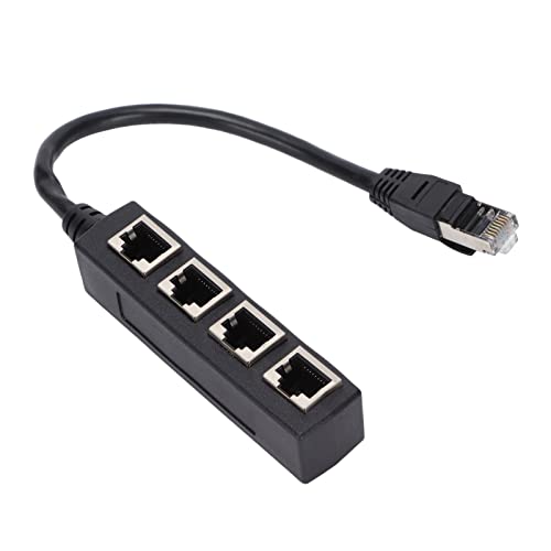 Goshyda RJ45-Splitter-Adapter, 1 Stecker auf 4 Buchsen, CAT7-Netzwerkkabel, Vergoldeter Kern, für Alle Netzwerke, für ADSL-Hub, TV-Set-Top-Box von Goshyda