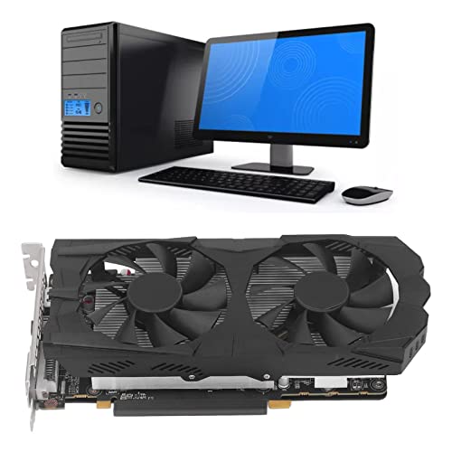 Goshyda RX580 Gaming-Grafikkarte, 7680 X 4320 8 GB GDDR5 (256 Bit) Diskrete Grafikkarte, 1284 MHz PCI Express 3.0, DP DVI HD Multimedia-Schnittstelle, mit Zwei Lüftern für Schnelle Kühlung von Goshyda