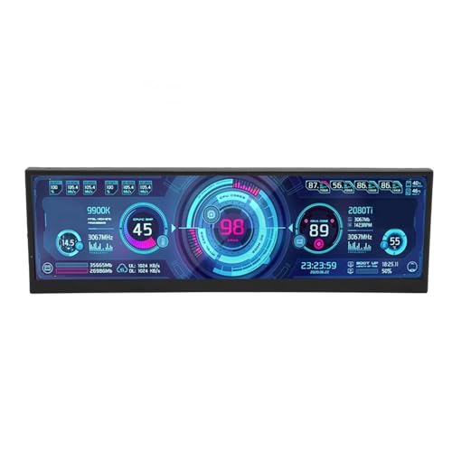 Goshyda Tragbarer 12,6-Zoll-FHD-IPS-, DIY-LCD-Display mit Gestreckter Leiste, 1920 X 515, 178° Weitwinkel, Zwei Lautsprecher, USB Typ C, für -PC, von Goshyda