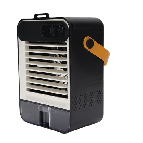 Goshyda Tragbarer Klimaanlagenlüfter, Kleiner Luftkühler -Schreibtischventilator mit 3 Geschwindigkeiten, 100 Ml Persönliche Mini -Klimaanlage für Büroschlafzimmer (BLACK) von Goshyda