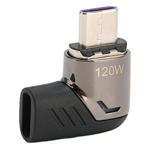 Goshyda USB C Magnetadapter, USB2.0 PD 120W Schnellladung 480Mbps Datenübertragung, 90° Rechtwinkliger Typ C Magnetadapter für Laptop von Goshyda