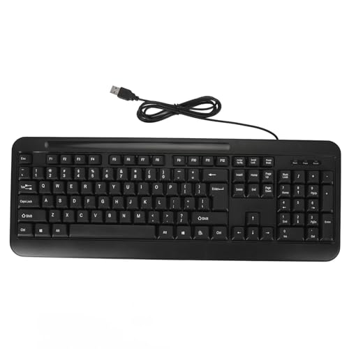 Goshyda USB-Tastatur mit Kabel, 104 Tasten, Volle Größe, Ergonomische Computertastatur, Geräuschloses Tippen, Business-Tastatur mit Weißen Buchstaben, Kompatibel mit für OS X PC, für von Goshyda