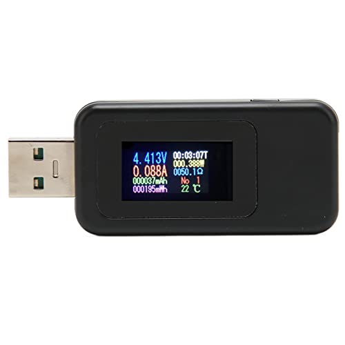 Goshyda USB-Tester, DC 4–30 V, 0–6,5 A, Digitaler USB-Leistungsmesser mit Farb-LCD-Bildschirm, USB-Spannungs-Stromlast-Tester, Multimeter für Tablets, Laptops von Goshyda