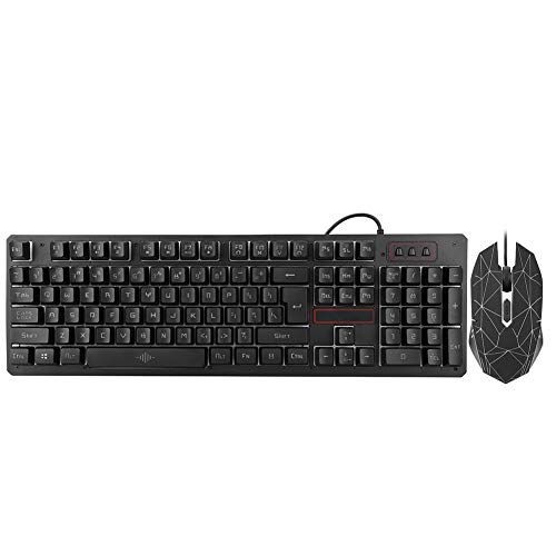 Goshyda Kabelgebundene Gaming-Tastatur und Maus-Kit, dreifarbige 19-Tasten-Hintergrundbeleuchtung 19 Tasten Konfliktfreies Design 75-Grad-Abschrägungsbasis Stilvolle Tastatur von Goshyda