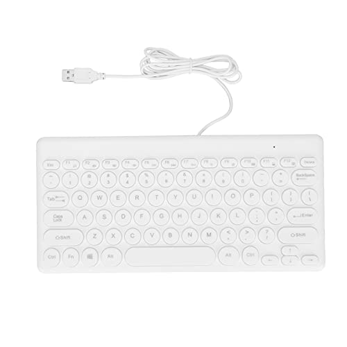 Goshyda Kabelgebundene Tastatur, 78 Tasten, Ergonomische, Energiesparende, Runde Tastenkappen, Verschleißfeste, Langlebige Kleine Tastatur, USB -Tastatur, Reisetastatur(Weiß) von Goshyda