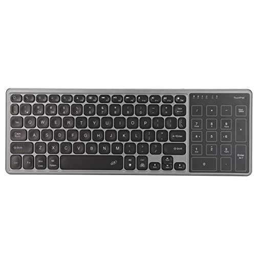 Goshyda Kabellose Tastatur mit Touchpad, 78 Tasten, 17 Touch-Tasten, 2,4-GHz-Empfänger, BT-Verbindung, RGB-Hintergrundbeleuchtung, Tragbare Tastatur für PC, Notebook, Tablet(Grau) von Goshyda