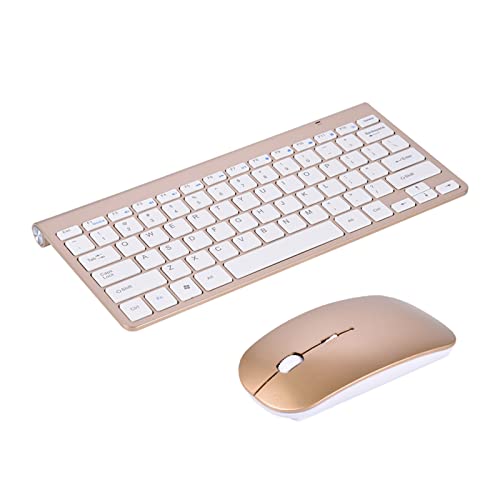 Kabelloses Tastatur- und Mausset, Tragbares Leichtes 78 Tasten Tasten Tastatur 4 Tasten Mäuse Kabelloses Tastatur und Maus Kit für Office Desktop Laptop (Gold) von Goshyda