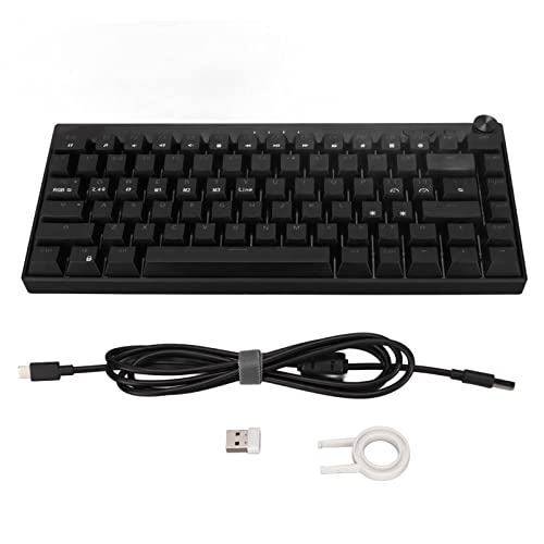Mechanische Tastatur, RGB-Hintergrundbeleuchtung, 2,4 G Wireless/Bluetooth/Typ C Verkabelt, 1800-mAh-Akku, Ergonomisches Design, Schwarze Gaming-Tastatur mit 82 Tasten(Teeschaft) von Goshyda