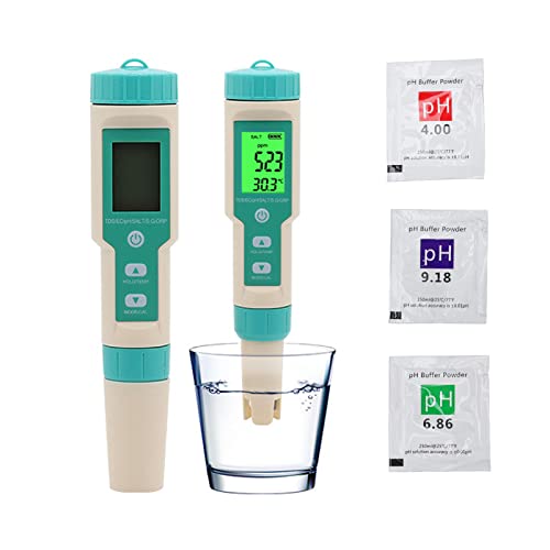 Wasserqualitätstester, ORP PH TDS TEMP EC Salinity SG 7 in 1, Präziser Digitaler LCD-Wasserzählerstift mit Detektionspulver, für Trinkwasser, Aquarien von Goshyda