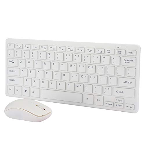 Wireless Keyboard Mouse Set, 2,4 G USB Wireless Ultra Slim Keyboard Mouse Combo Home Office Business Poratble Tastatur/Mäuse mit Tastaturschutz, für Desktop/Laptop(Weiß) von Goshyda