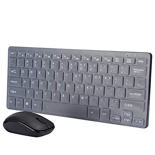 Wireless Keyboard Mouse Set, 2,4 G USB Wireless Ultra Slim Keyboard Mouse Combo Home Office Business Poratble Tastatur/Mäuse mit Tastaturschutz, für Desktop/Laptop(schwarz) von Goshyda